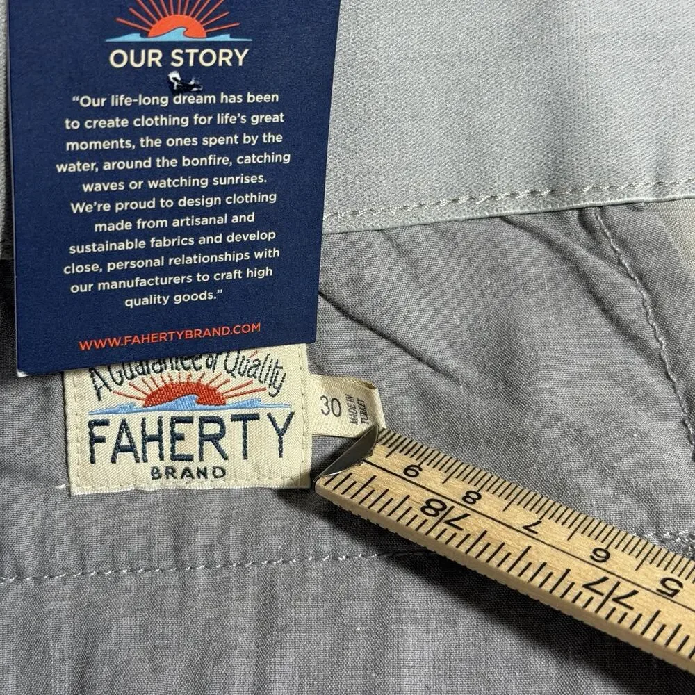 Faherty Movement Chino Shorts Mens 30 Gray Coolmax Stretch Golf NWT Cotton Blend